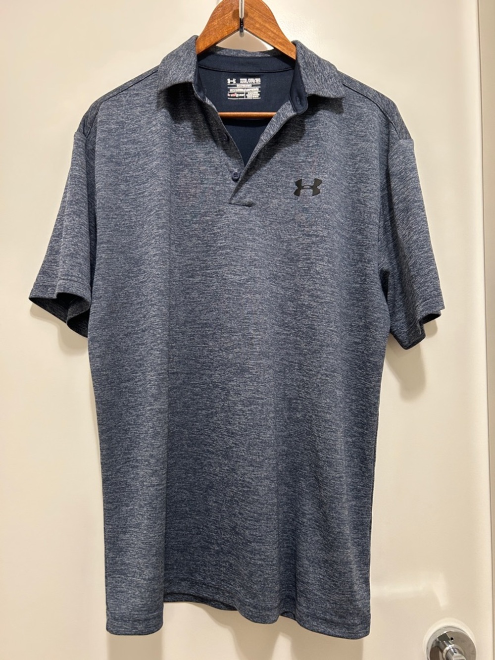 Under Armour Youth Heathered Dark Blue Polo